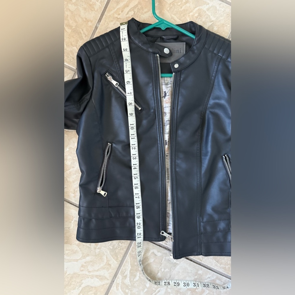 Catalonia Black Faux Leather Jacket with Zipper Details Size M - Picture 8 of 8